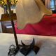 Vintage wrought iron burlap table lamp