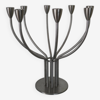 Vintage 8-arm candlestick Design Kurt and Marianne Hagberg 1990 Ikea Brushed steel