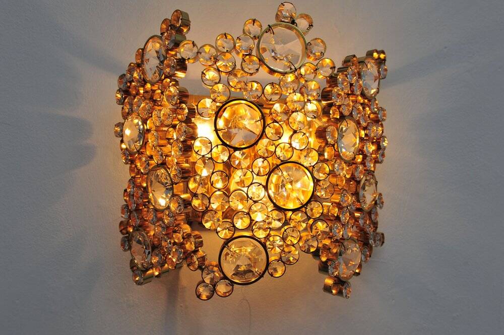 Set of 2x gilded wall lamps by Palwa, 1960s
