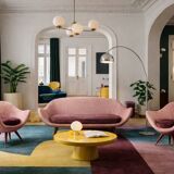 Vintage Mid-Century Space Age Velour Lounge Set from Paged, 1972, Set of 3