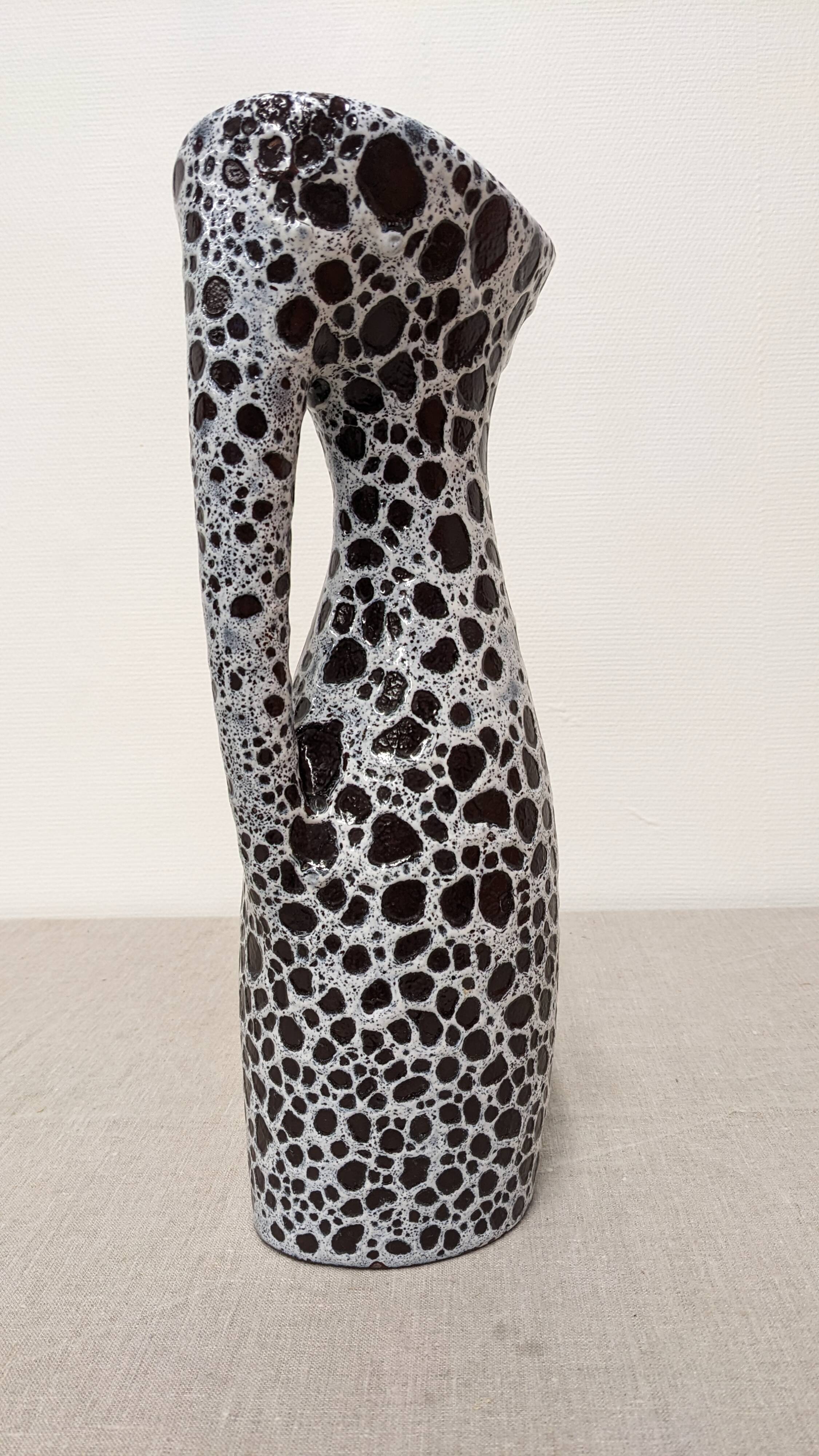 Ceramic vase by Marino Le Vaucour in Vallauris, France, circa 1960.