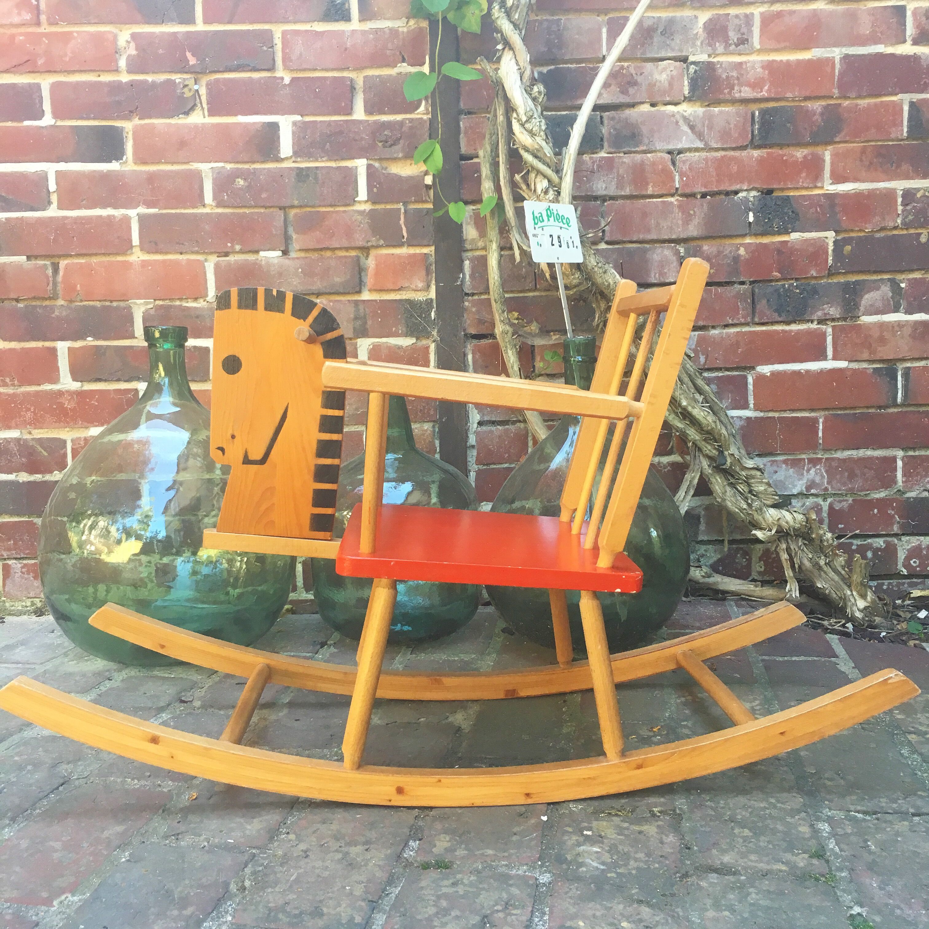 Vintage wooden rocking horse