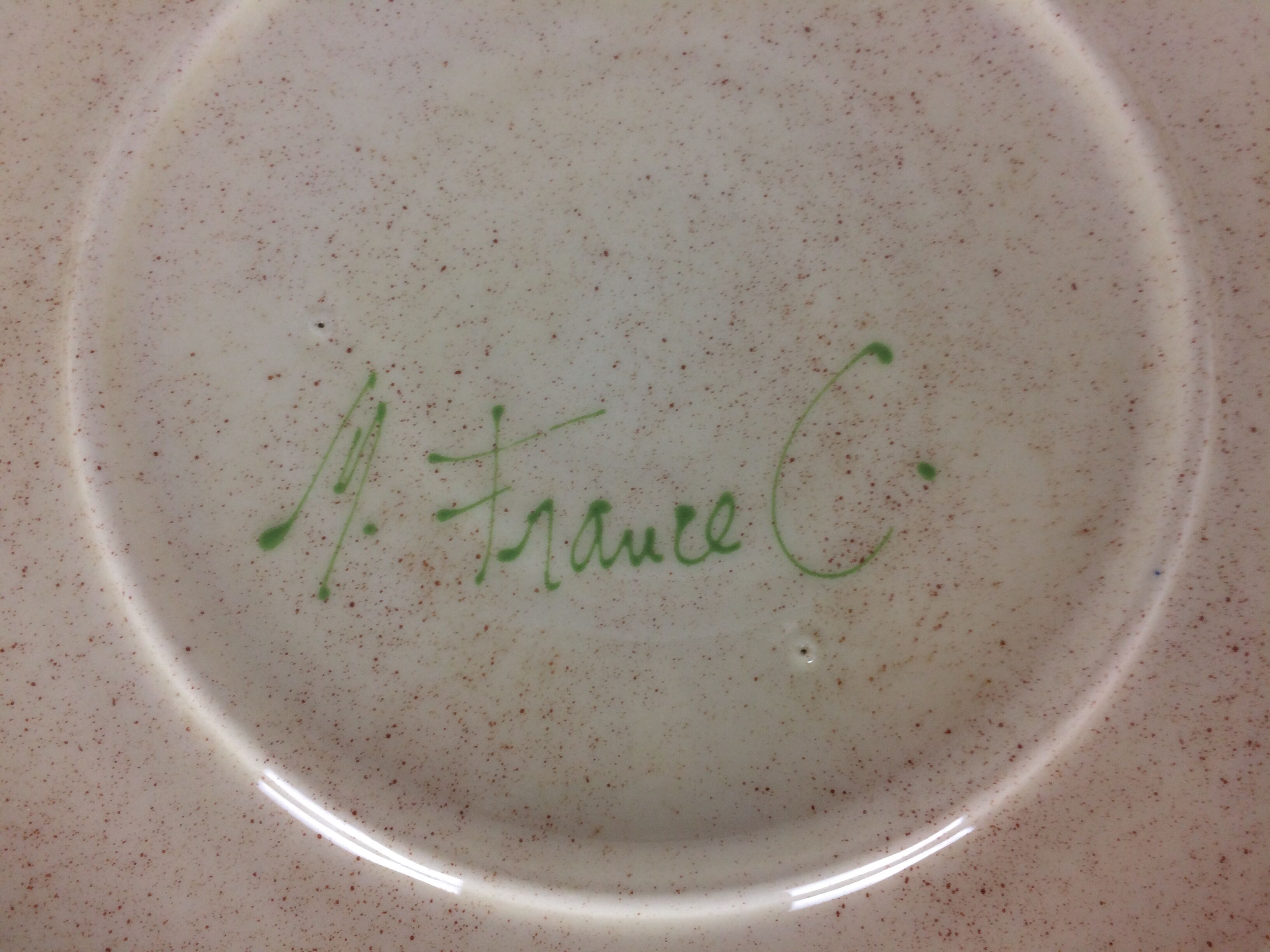80s ceramic tray, signed