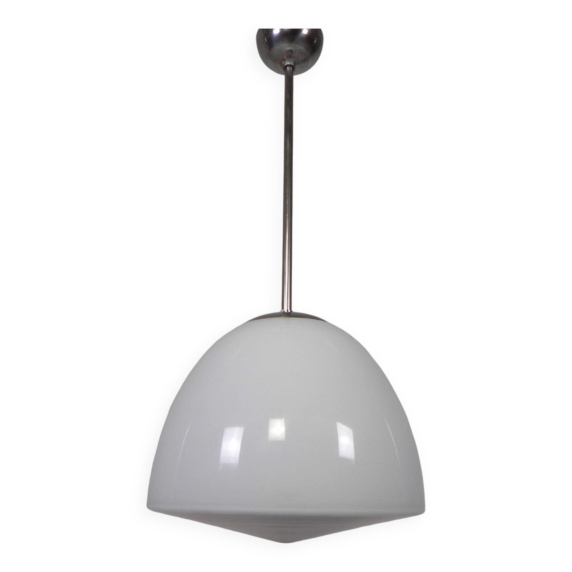 Old school lamp with large glass ball in opal glass, 1930s