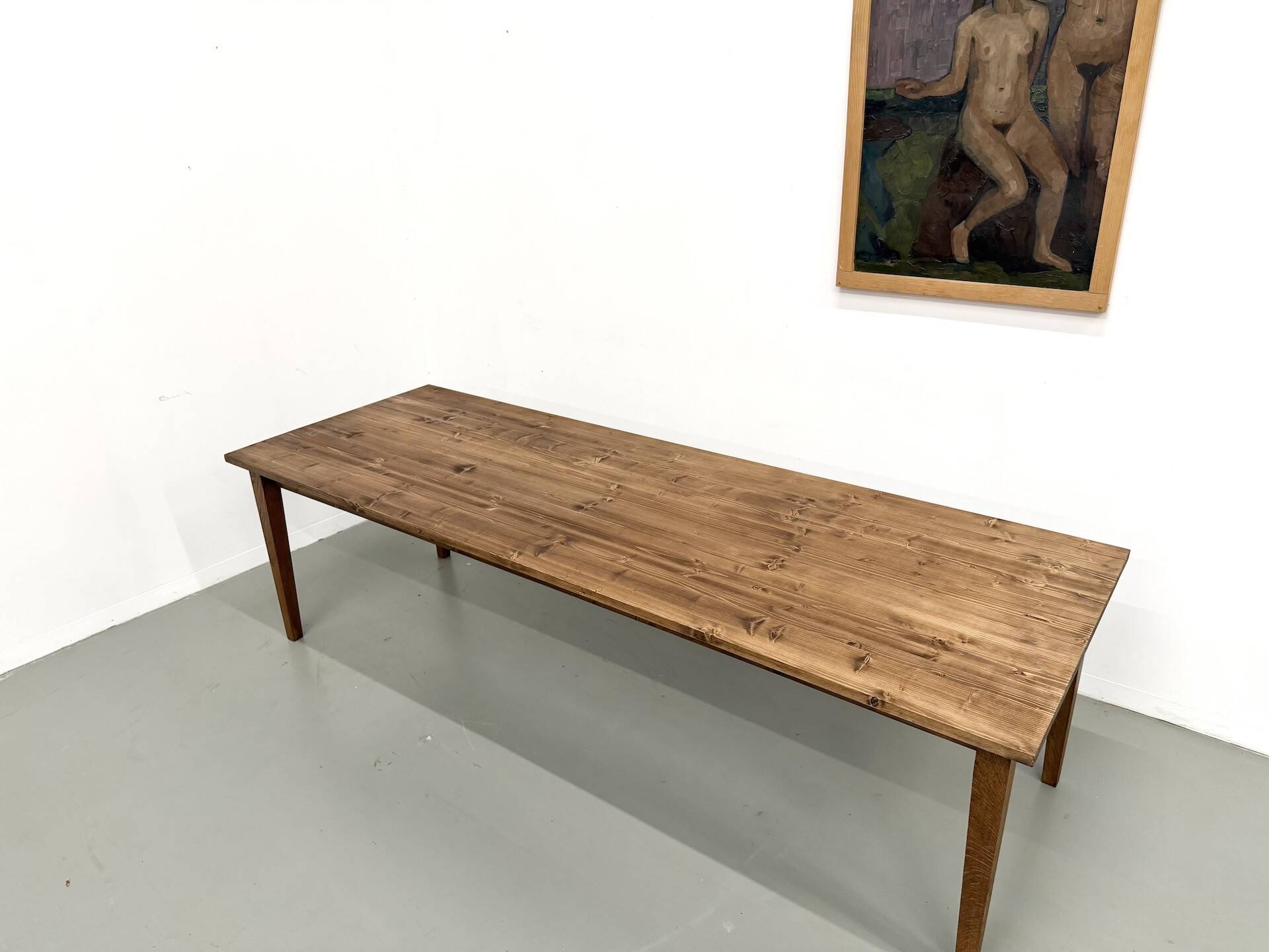 Farm table with tapered legs, L 260 cm