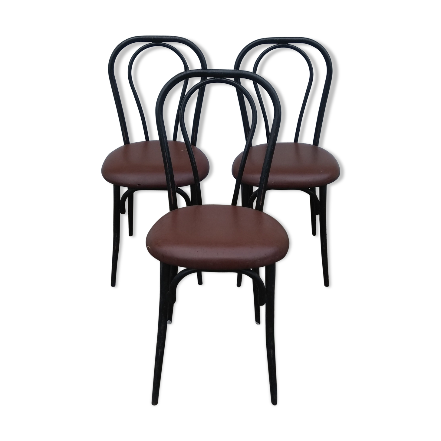 Set de 3 chaises bistrot fer et skaï