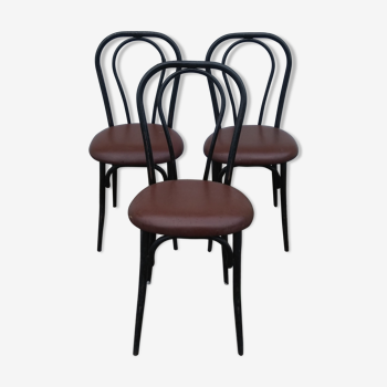 Set of 3 bistrot iron and skai chairs