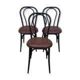 Set of 3 bistrot iron and skai chairs