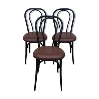 Set of 3 bistrot iron and skai chairs