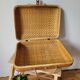 60s woven bamboo suitcase