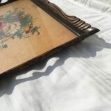 Serving tray with floral watercolor signed