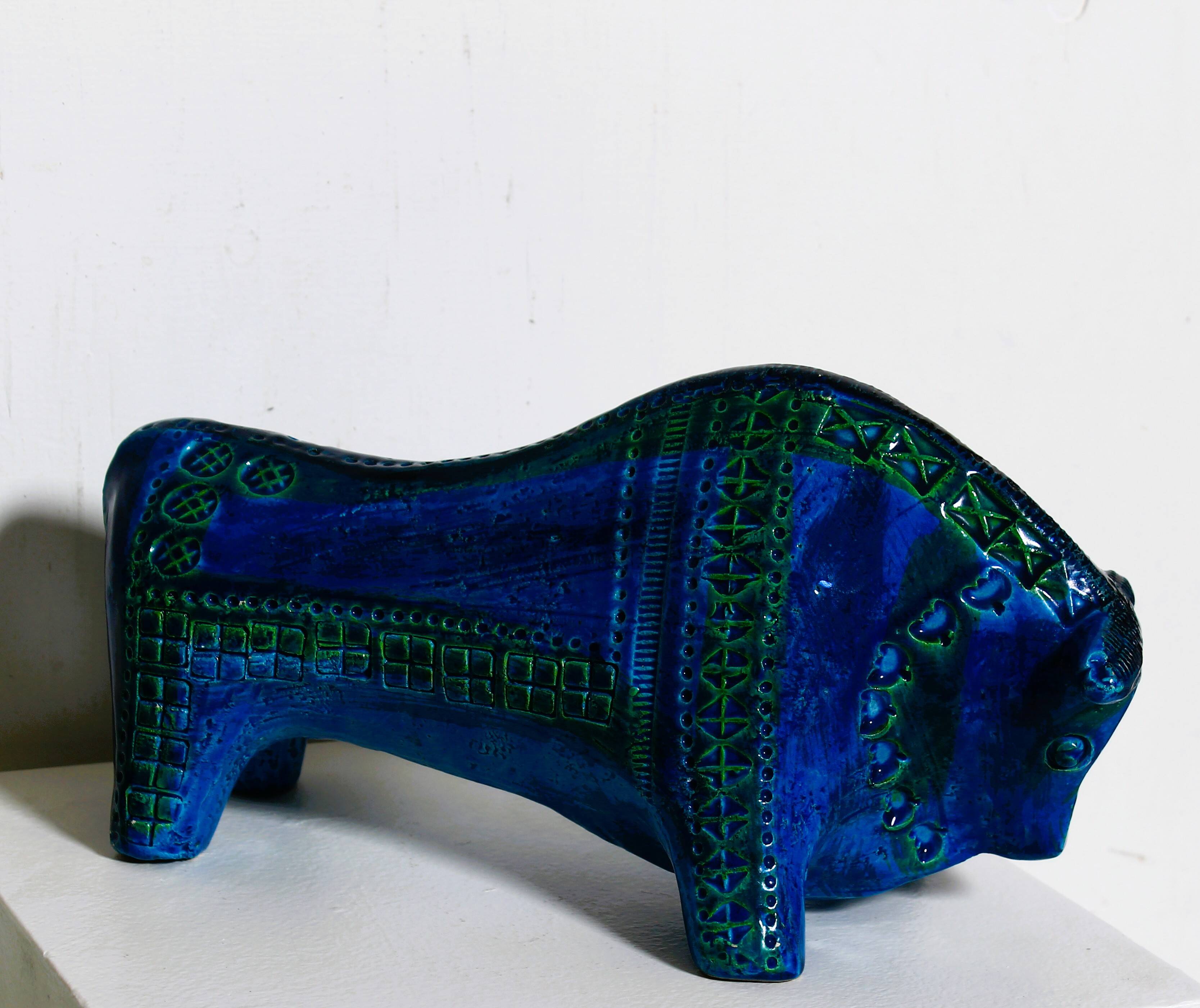 Aldo Londi Bitossi Rimini Taureau Bleu Italie, années 1960