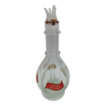 Vintage French Antique Liquor Decanter Bottle 4 Compartments Moulded Glass