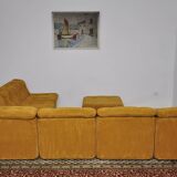 Yellow corduroy modular sofa, 1970s, set of 7