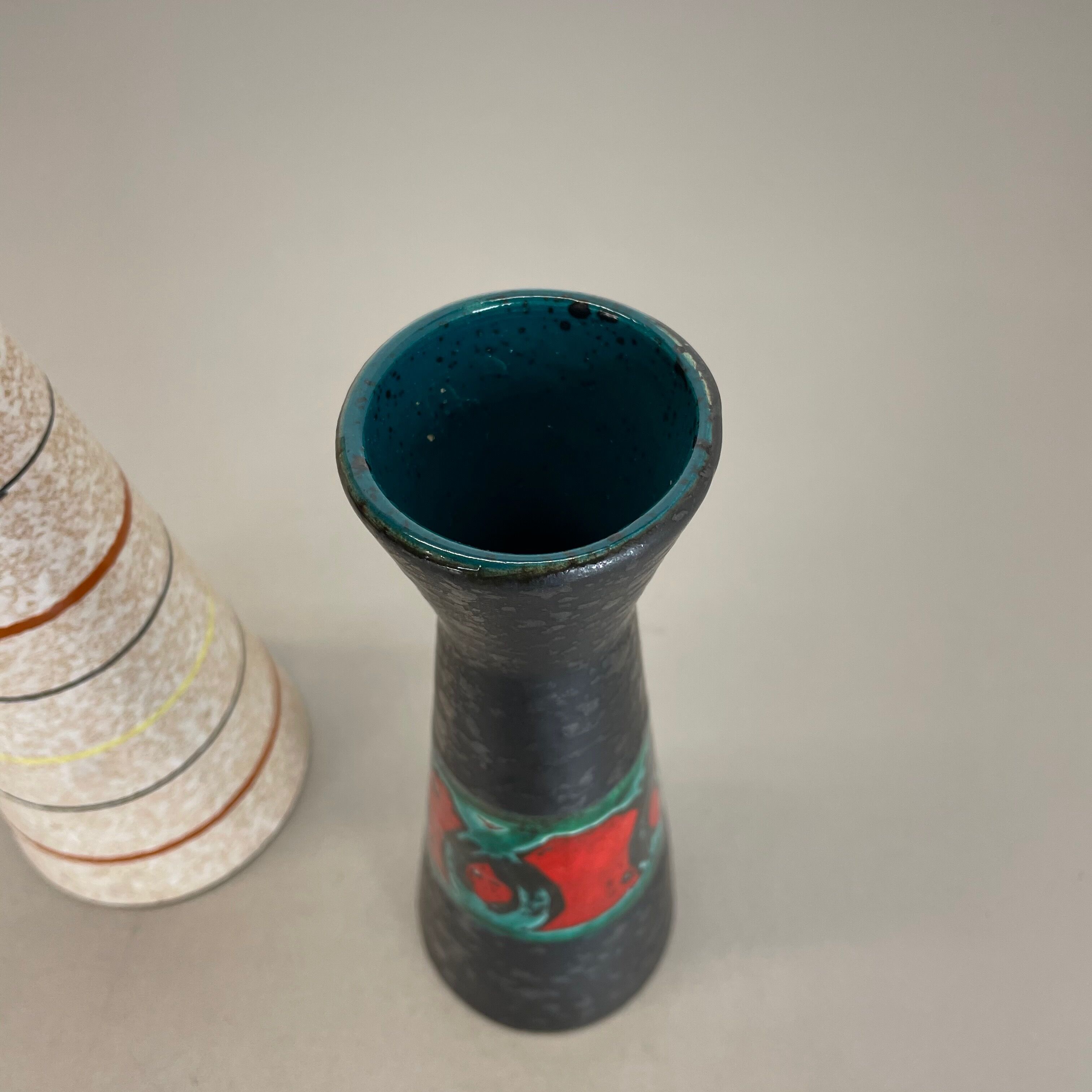 Set of Two Pottery Fat Lava Vases "Multi-Color" by Scheurich, Germany, 1970s