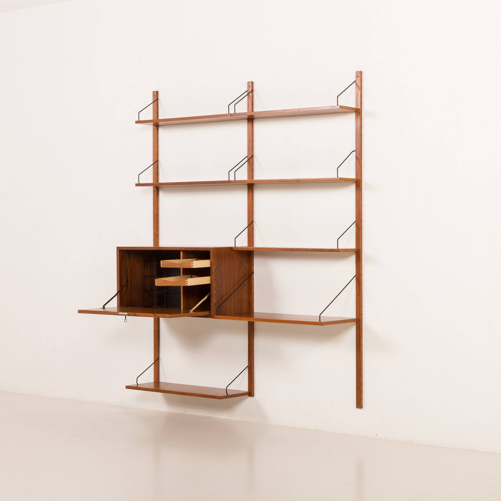 Poul Cadovius wall unit with a bureau and a desk shelf for Cado, 1960s