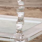 French Coffee Table Lucite and Glass Maison Romeo, 1970s