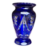 Cobalt blue crystal vase, Czechoslovakia