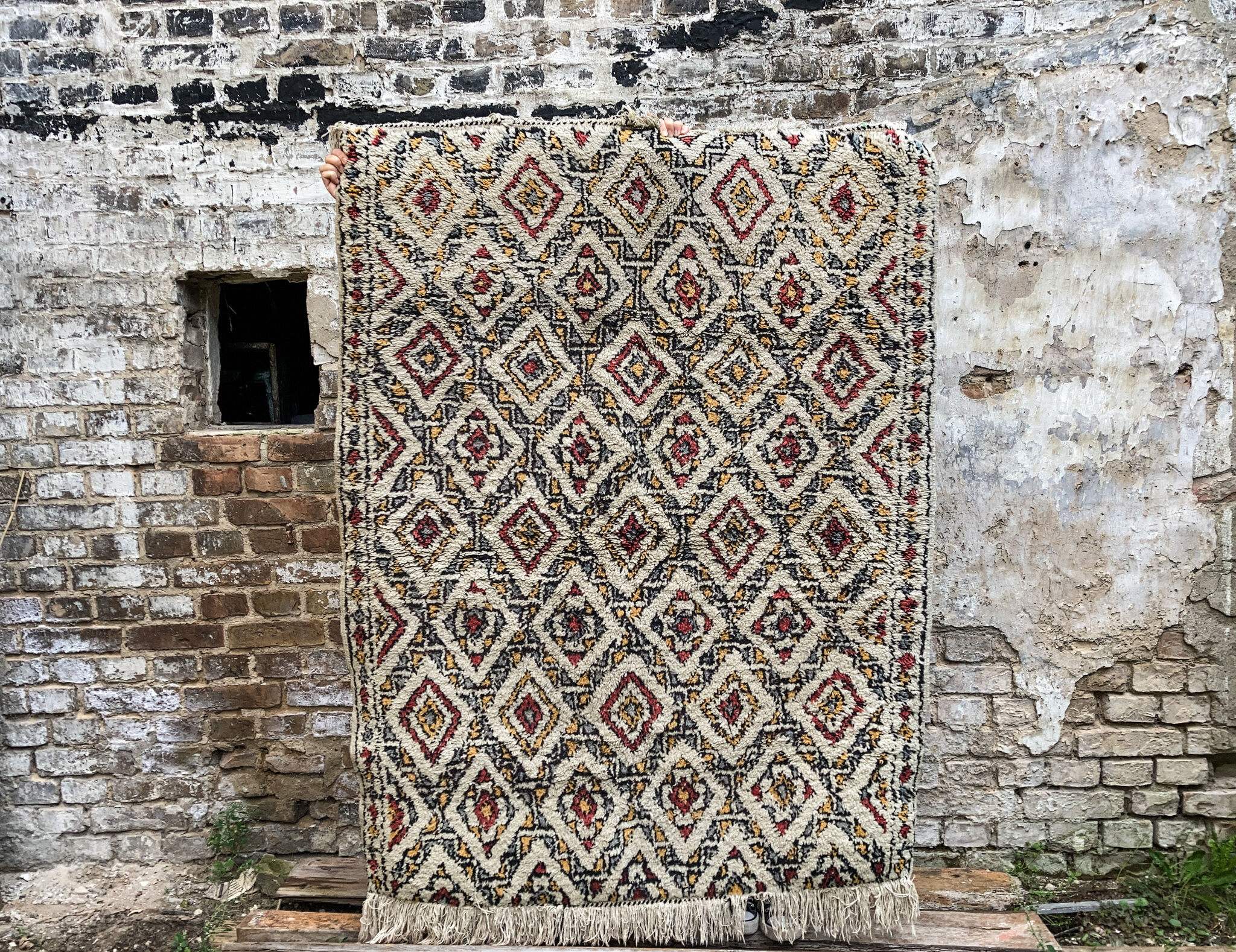 Tapis marocain en laine écru 160x118cm