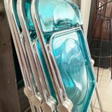 Set of 4 Castelli blue Plia folding chairs