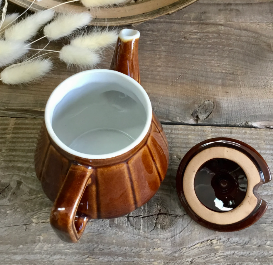 Vintage brown ceramic teapot