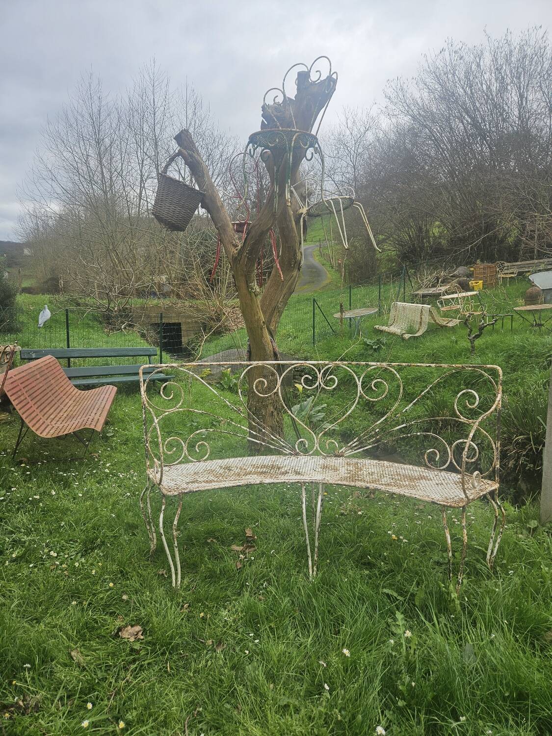 Antique Banquette Fer Forgé XIXeme / XXeme