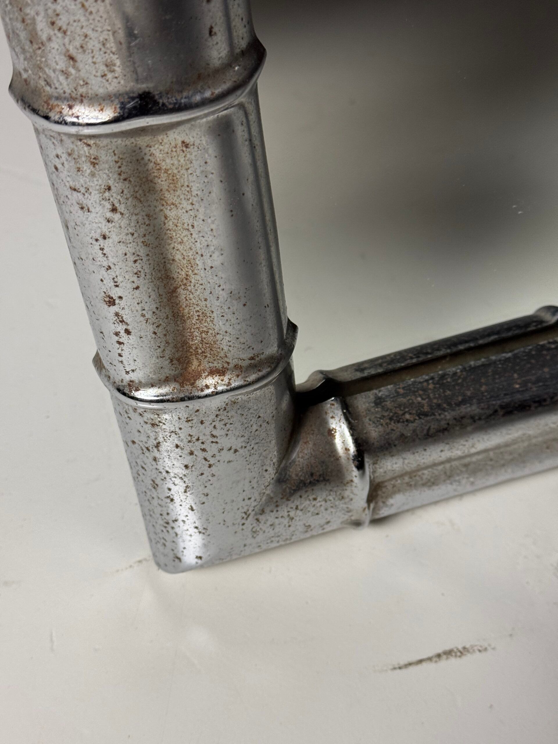 Large faux bamboo mirror chrome