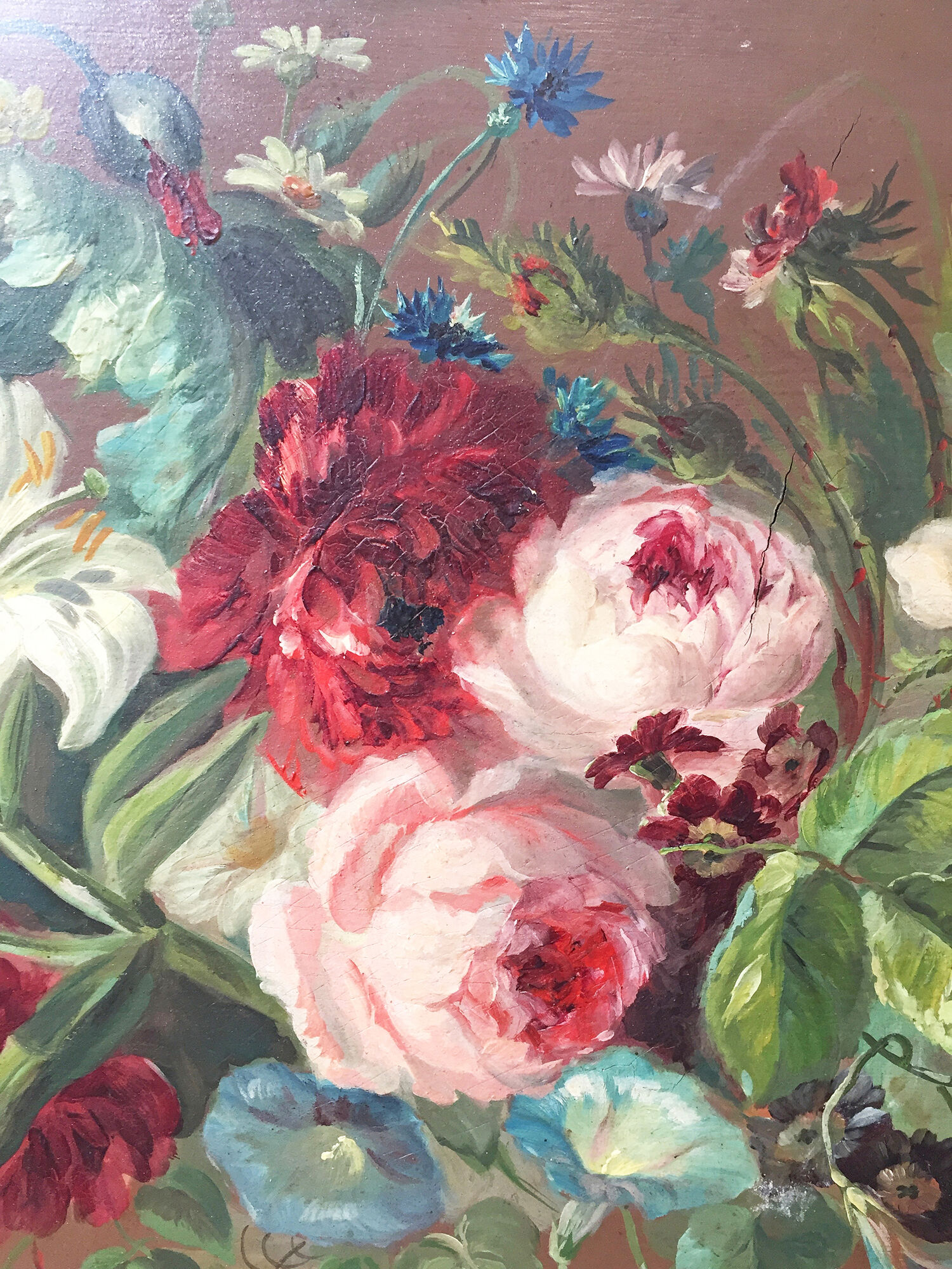Peinture à l’huile sur bois XIXème format XXL