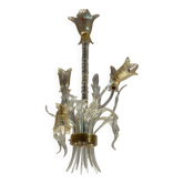 Lustre vénitien asymétrique en verre de Murano incolore et doré, vers 1980