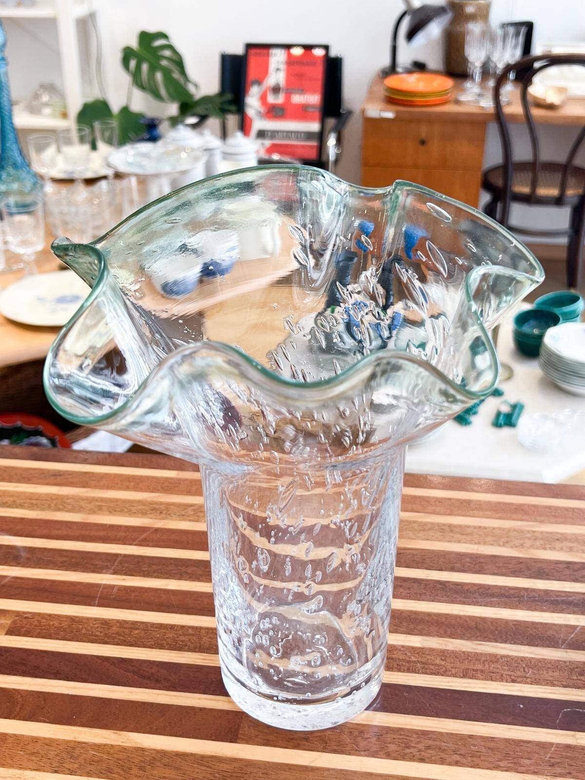 Draped blown glass vase