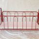 Vintage doll bed large model in red lacquered metal and matching mattress