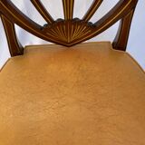 Série quatre chaises anglaises Hepplewhite acajou cuir début XXème