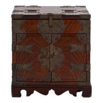 Ancient Japanese keyaki wooden kyōdai-bako with mirror, Meiji/Taishō period (circa 1890-1925) #27