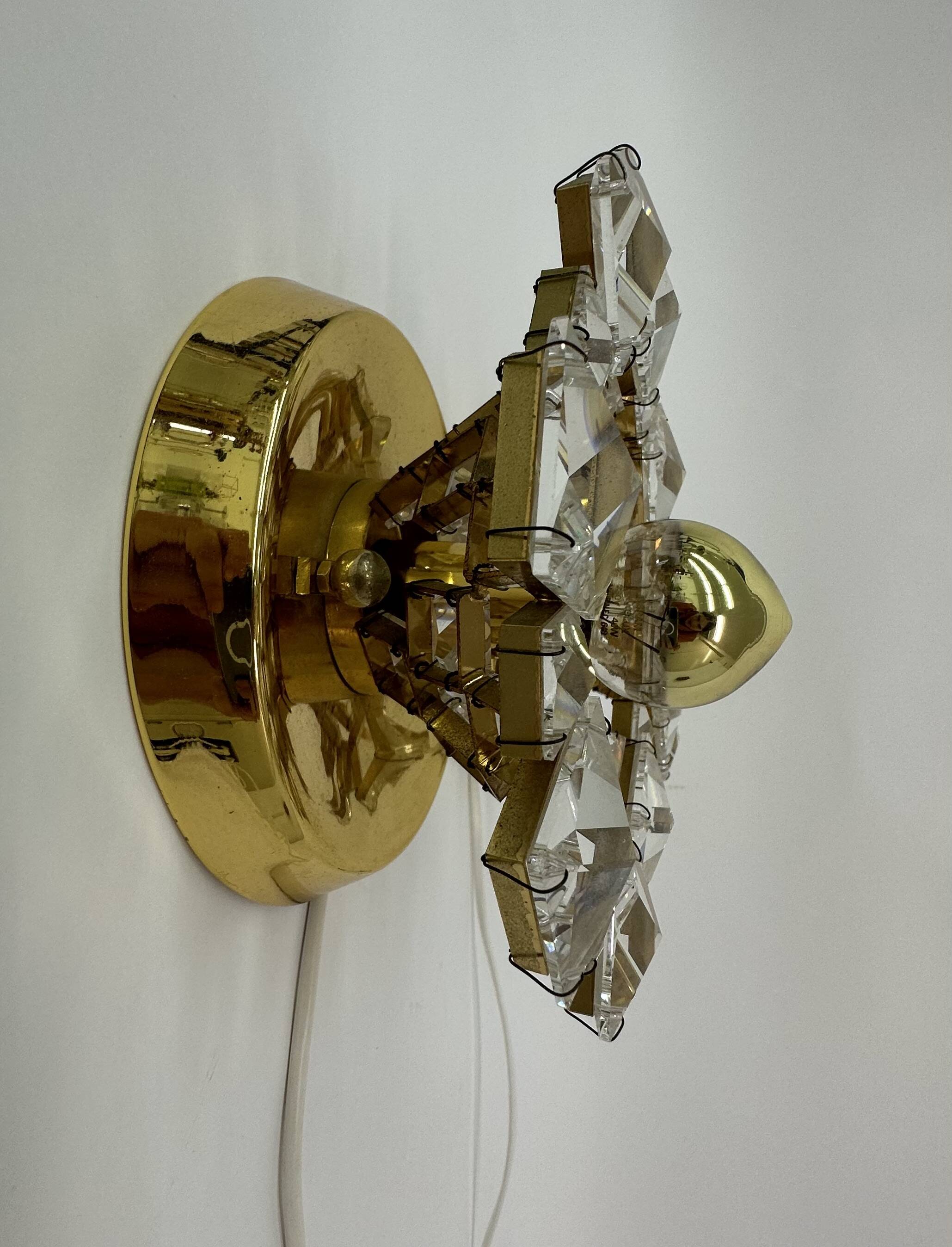 Set of 2 Palwa crystal wall lamps , 1970’s Germany