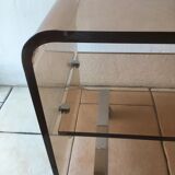 TV furniture or side table in violin smoked Plexiglas by Michel Dumas for Roche Bobois in 1970