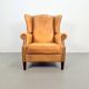 Vintage Sheepskin Leather Wing-Back Chair, 1970s