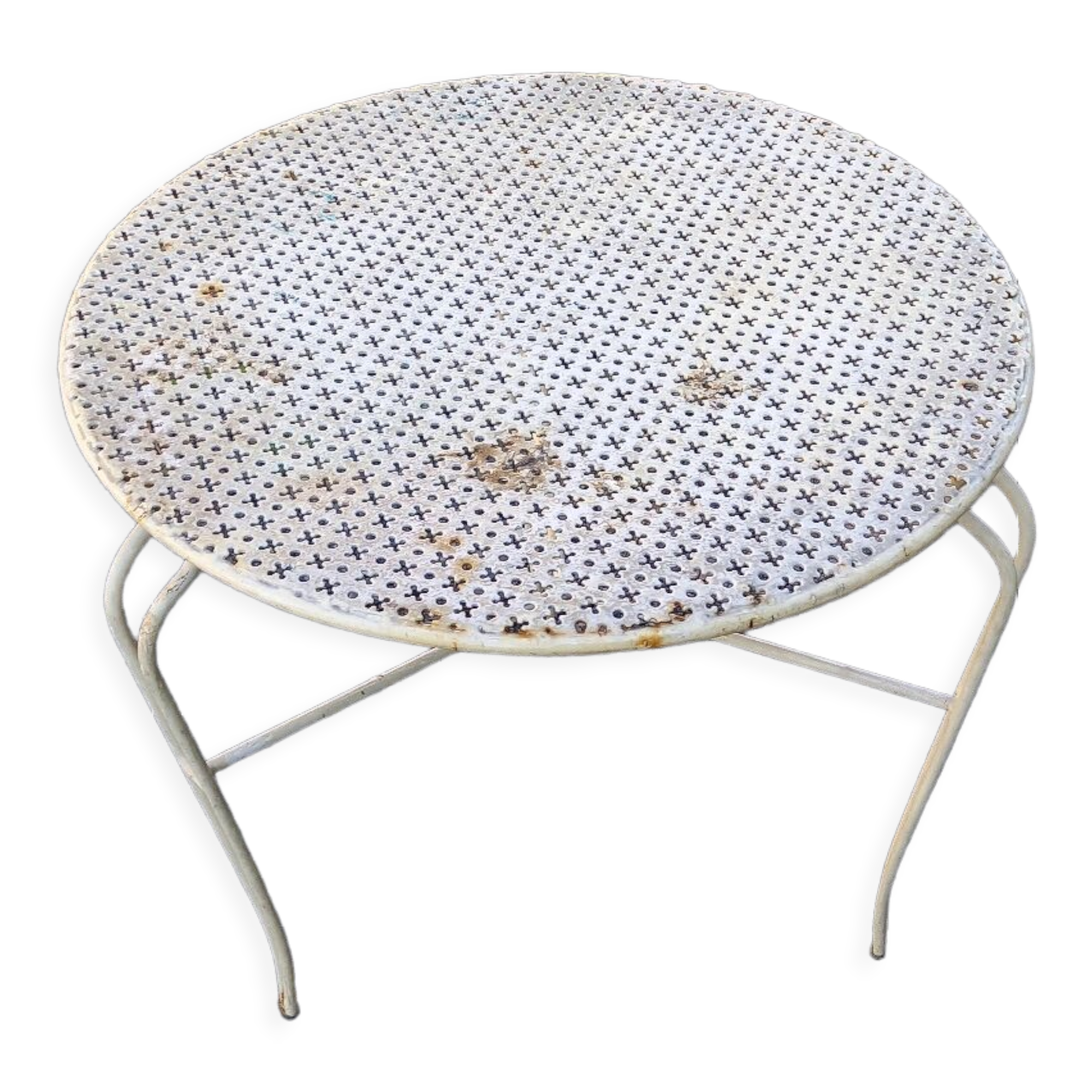 Vintage perforated metal coffee table