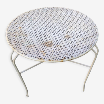 Vintage perforated metal coffee table