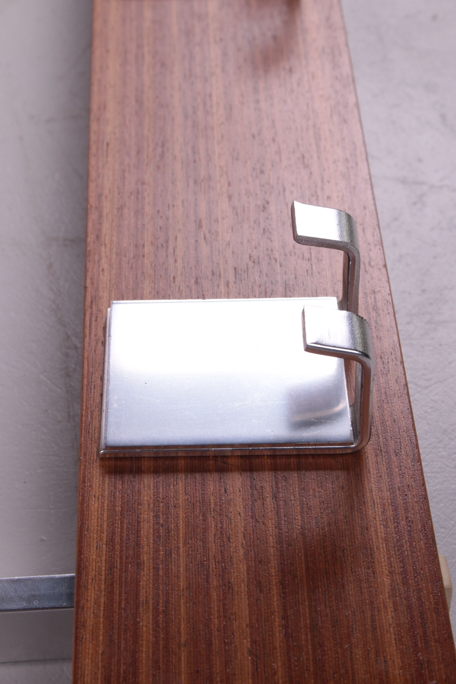 Vintage wall coat rack with chrome and 8 hooks
