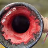Enameled stoneware vase