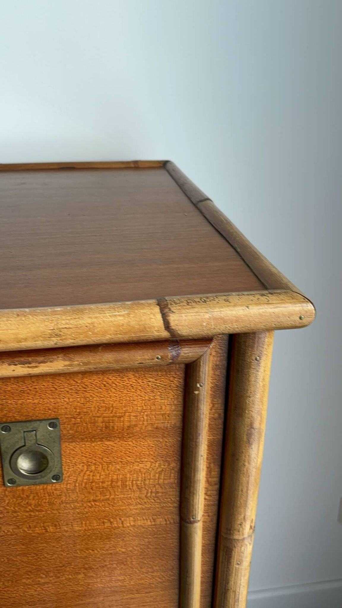 Dalvera wooden and bamboo chest of drawers, 1970