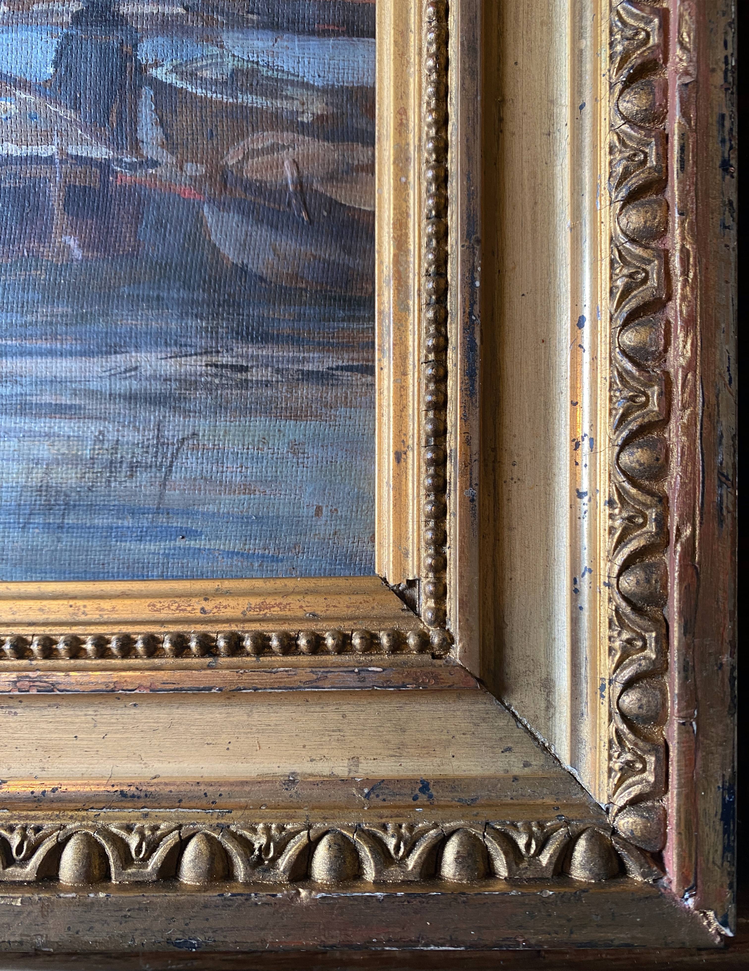 Tableau HSP school of the North Impressionist late 19th century marine port signed + frame