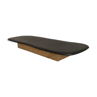 Basalt and travertine coffee table