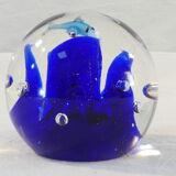 Sulphide / Paperweight THE DOLPHINS with blue background nº2