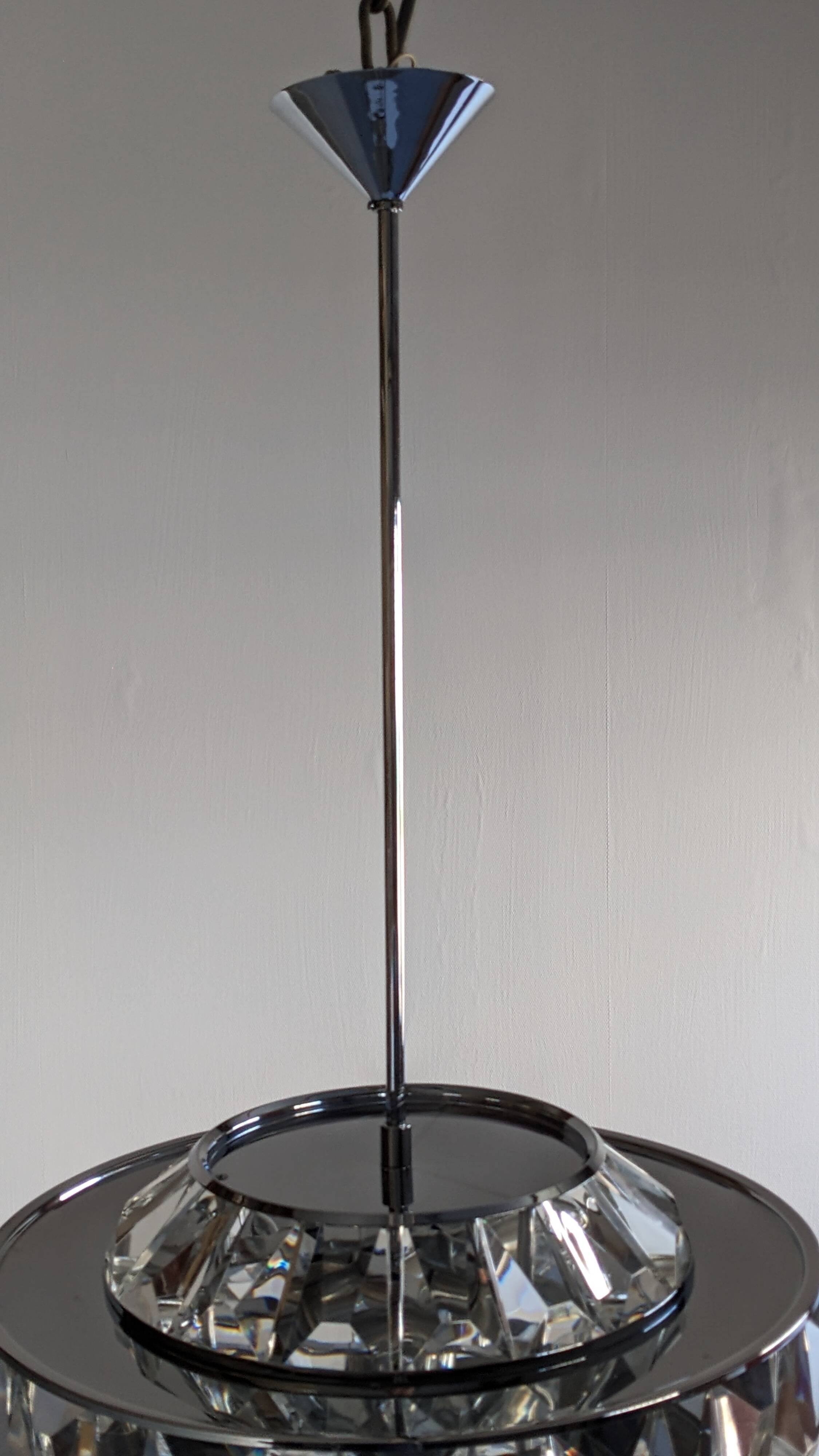Lustre soucoupe en cristal par Kinkeldey, Autriche vers 1970