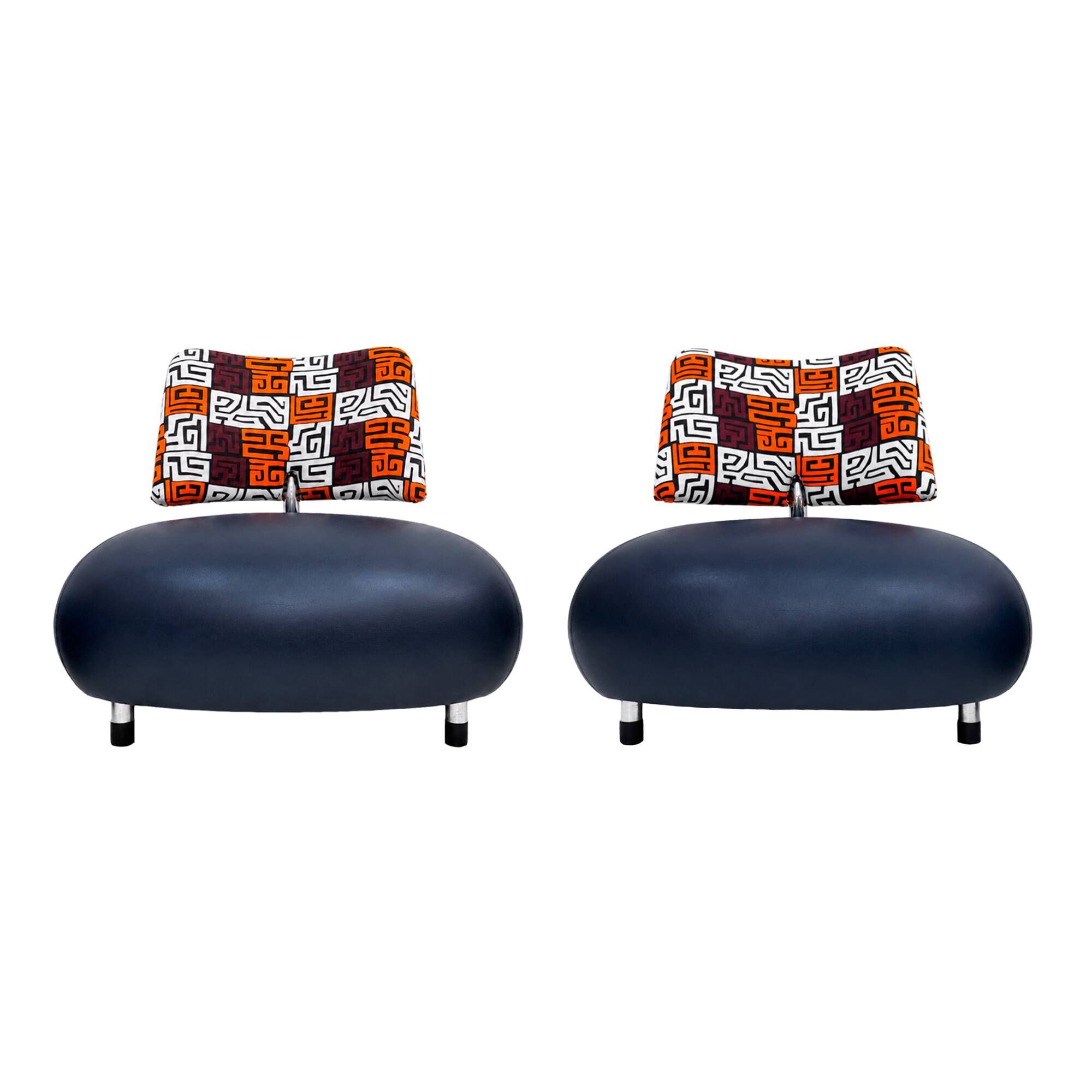 Pallone Armchairs by Roy de Scheemaker, Leather & Fabric, 1989
