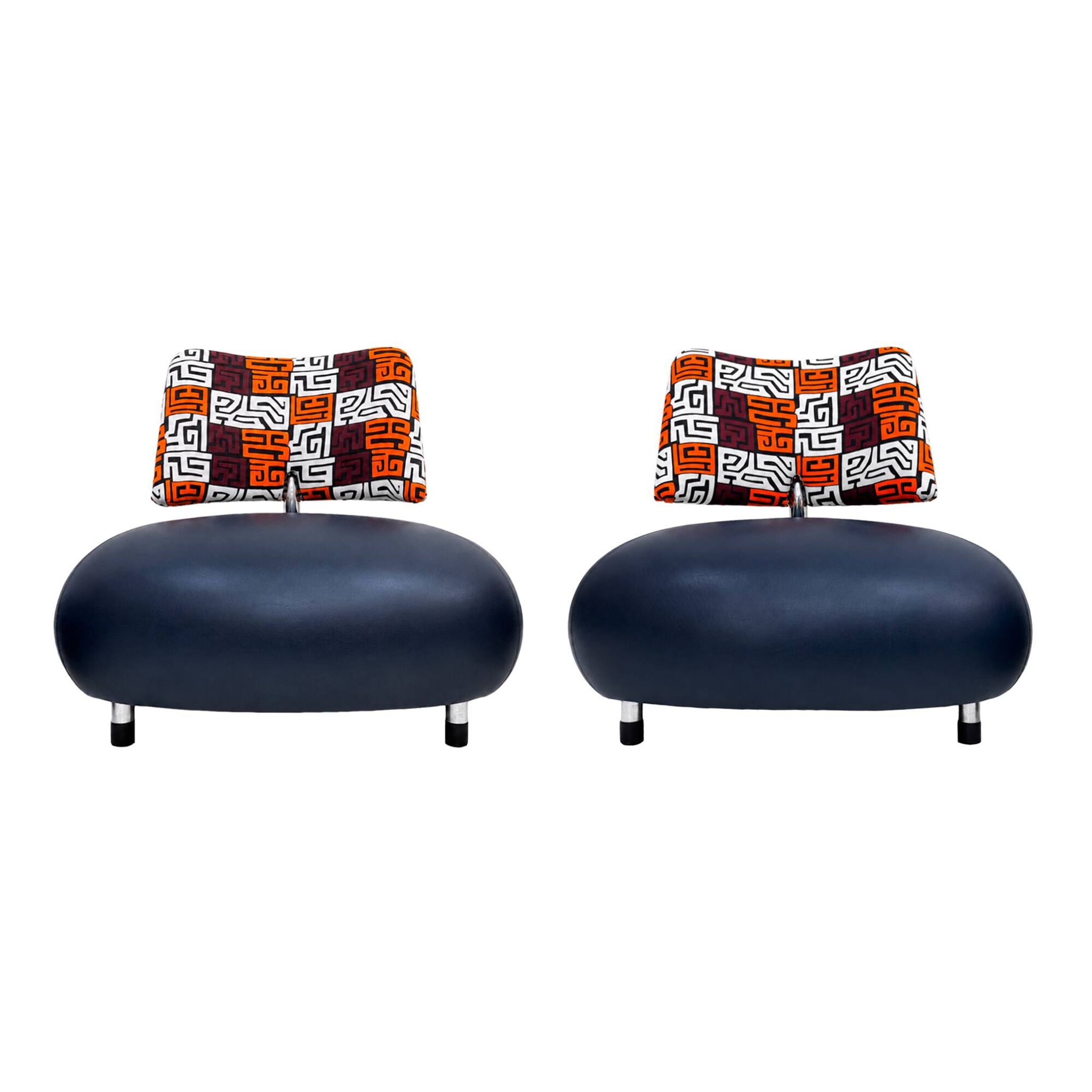 Fauteuils Pallone par Roy de Scheemaker, Cuir et Tissu, 1989