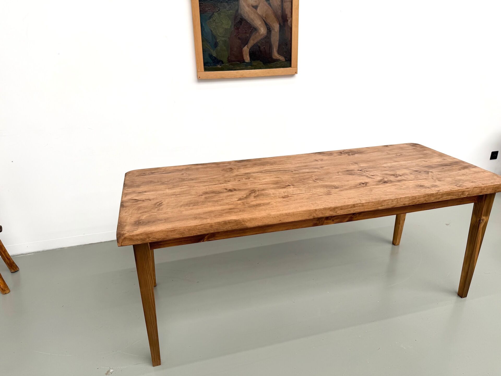 Table de ferme vintage en peuplier