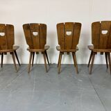 Chaises de salle à manger en chêne brutalisme vintage, années 1960, ensemble de 4.
