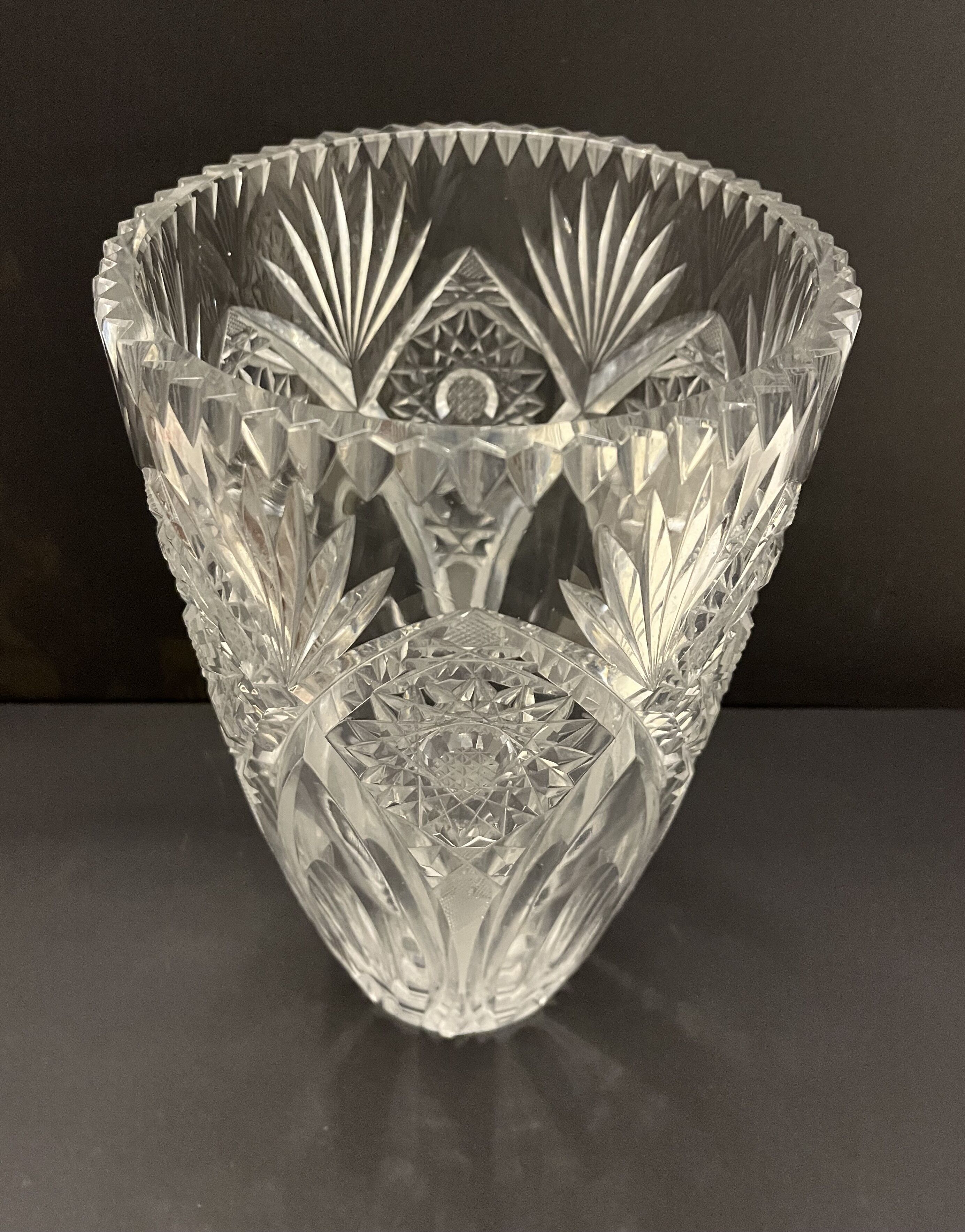 Carved crystal vase